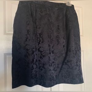 Adrianna Papell Black Embossed Silk Skirt